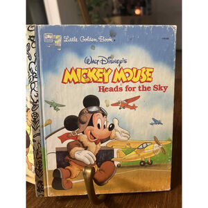 Lot of 2 Vintage Little Golden Books Walt Disneys Mickey Mouse Heads For The Sky